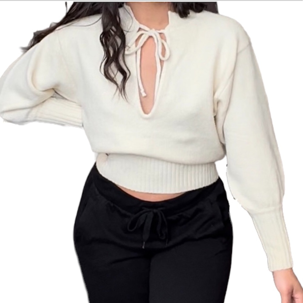 NWT! Fashion Nova Ivory Sweater w/Bubble Sleeves